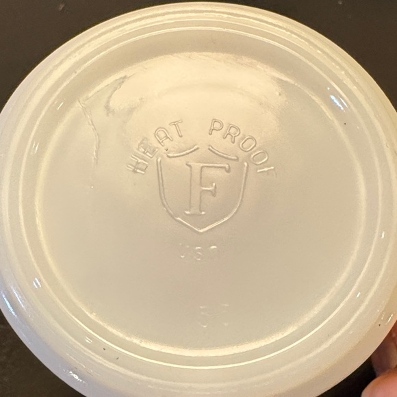 Vintage Federal Milk Glass Mugs in Red and White Gingham with Small Flowers - Picture 3 of 16